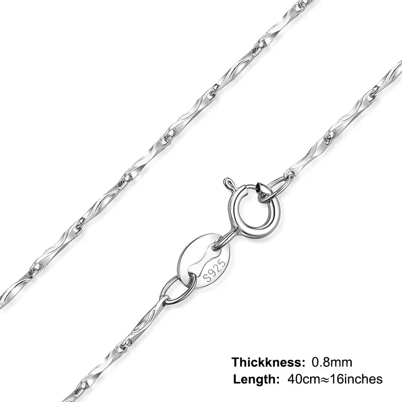 Genuine 100% 925 Sterling Silver Necklace Ingot Twisted Trace Belcher Snake Bar Singapore Box Chain Necklace Women