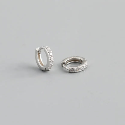 Real 925 Sterling Silver Gothic Simple White Zircon Hoop Earrings for Women Men Charms Unique Party Couple Jewelry 2021