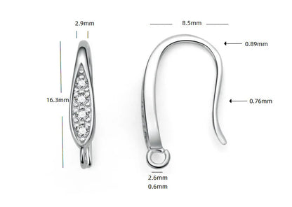 TrustDavis Real 925 Sterling Silver Fashion Dazzling CZ Opening Handmade Ear Hook Earring DIY Accessories Fine Jewelry HY365
