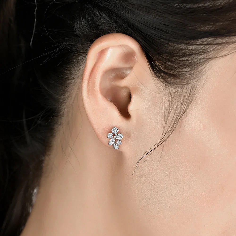 New Arrivals Moissanite Diamond 925 Sterling Silver Stud Earrings Passed Diamond Test Moissanite Fine Jewelry for Women Gift