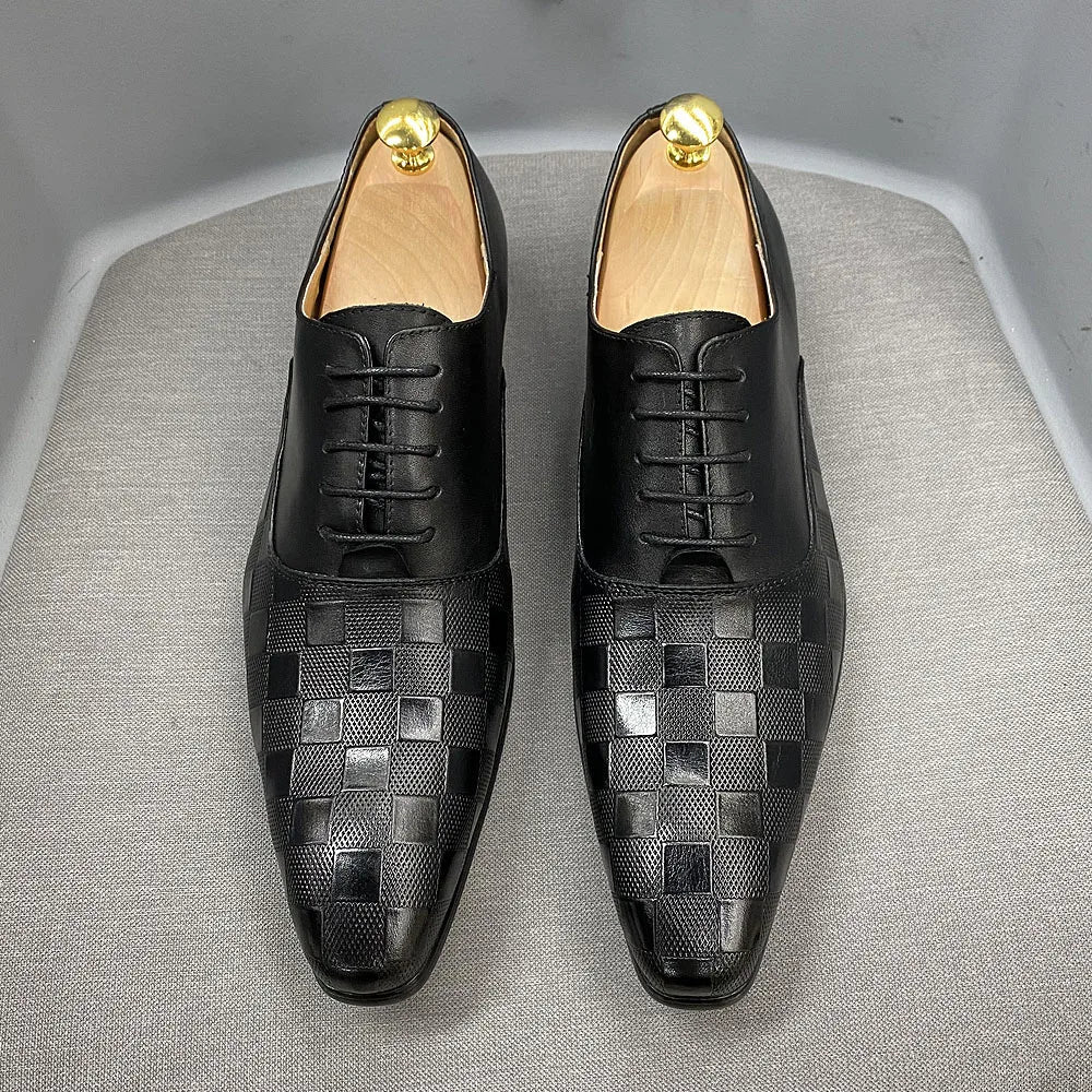 Size 7-12 Classic Italy Mens Oxford Real Leather Shoes White Lace Up Pointed Toe Wedding Party Dress Formal Shoes for Men