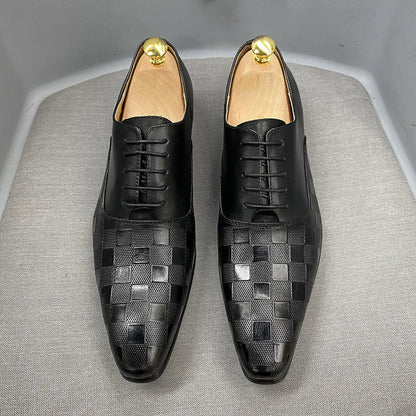 Size 7-12 Classic Italy Mens Oxford Real Leather Shoes White Lace Up Pointed Toe Wedding Party Dress Formal Shoes for Men