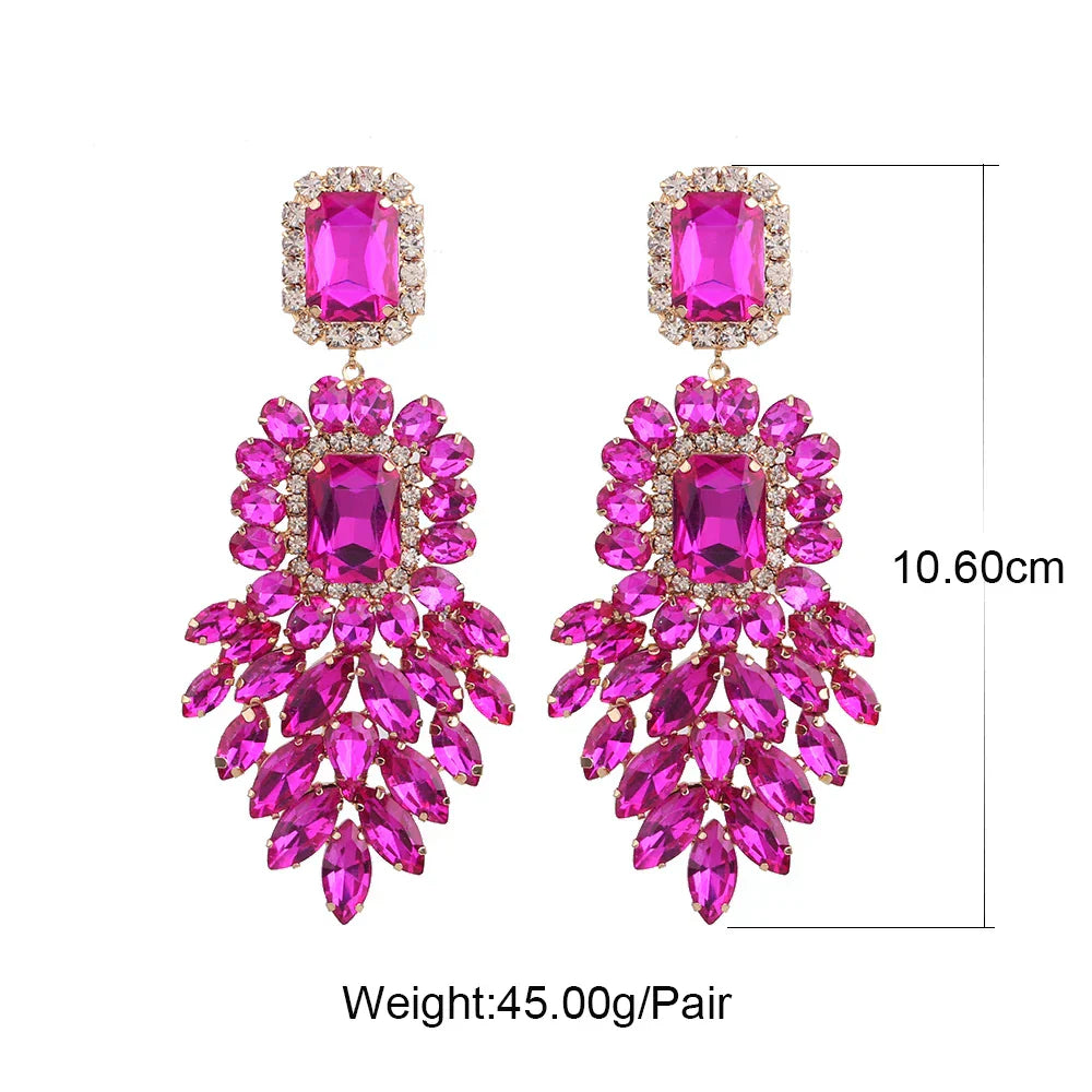 New Crystal Dangle Earrings For Women Rhinestone Earrings Weddings Ladies Party Fashion Jewelry Accessories Wholesale Gifts