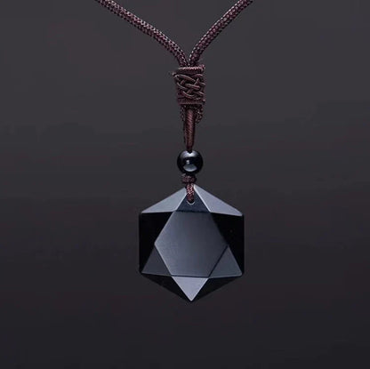 New Fashion Black Obsidian Pendant Necklace Obsidian Star Pendant Lucky Love Crystal Jewelry With Free Rope Drop shipping
