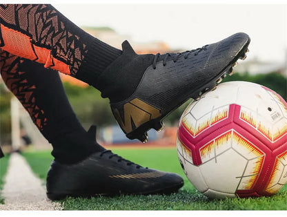 New Futstal FG/TF Orange Soccer Boots For Men High Top Men Soccer Cleats Football Trainers Men Sport Shoes zapatillas de futbol