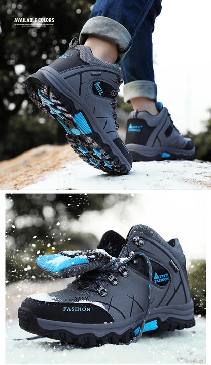Men Winter Snow Boots Waterproof Leather Sneakers Super  Warm Men's Boots Outdoor Male Hiking Boots Work Shoes Size 39-47
