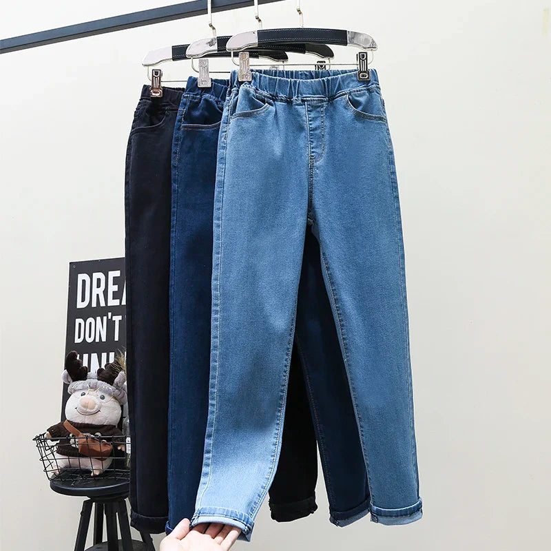 High Waist Elastic Band Slim Pencil Pants