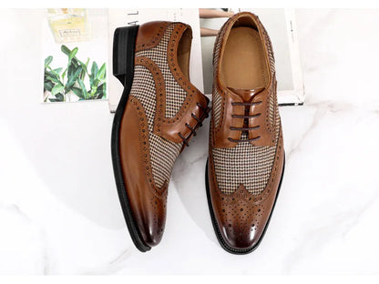 Men's Dress Shoes Leather Ventilation Lace-Up Fashion Bullock Men Shoes Formal Business Casual Spring Summer New