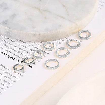 6/7/8/9mm Real 925 Sterling Silver Zircon Hoop Earrings for Women Huggie Earring Piercing Earings Jewelry Pendientes