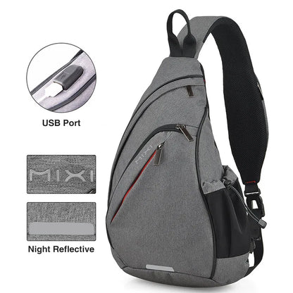 Men One Shoulder Backpack Women Sling Bag Crossbody USB Boys Cycling Sports Travel Versatile Fashion Bag Student School