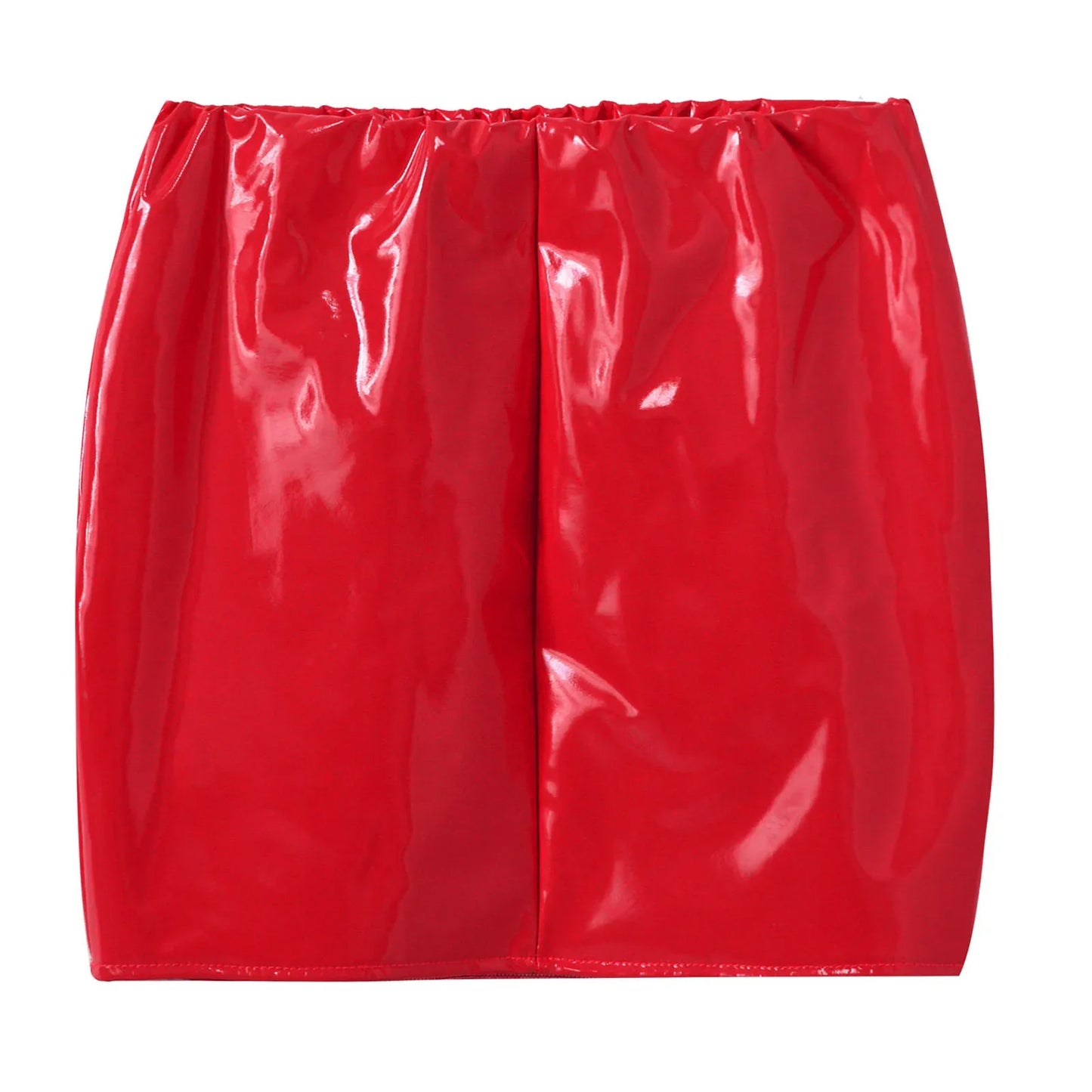 Glossy Patent Leather Miniskirt for Womens Solid Color Elastic Waistband Pencil Skirt Music Festival Costume Daily Wear Clubwear