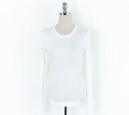 T Shirt Korean Style Slim T-shirts 2026 Sexy Tshirts Cotton Long Sleeve Summer Tops Tee Shirt Femme Khaki Blue White Black