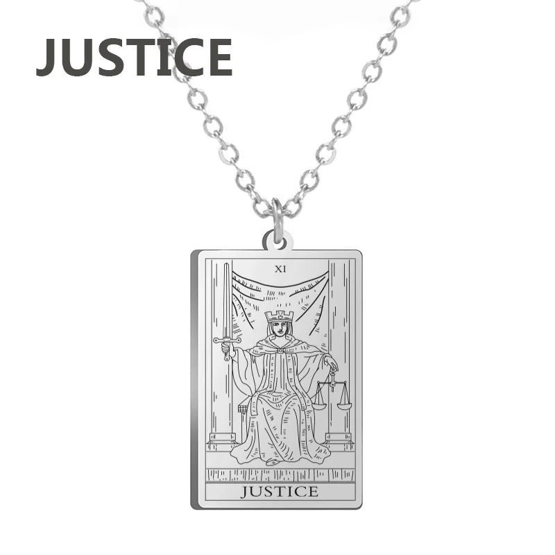 Tarot Cards Necklace Women Stainless Steel Necklace Wealth Amulet Classic Tarot Major Arcana Divination Charm Jewelry