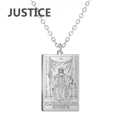 Tarot Cards Necklace Women Stainless Steel Necklace Wealth Amulet Classic Tarot Major Arcana Divination Charm Jewelry