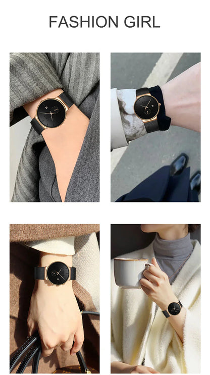 Ultra Thin Fashion Casual Ladies Watches Elegant Luxury Waterproof Business Quartz Watch for Women Gift Auto Calendar Clock