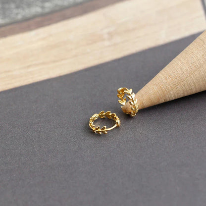 925 Sterling Silver Minimalist 18k Gold Plated Leaf Stud Earrings for Women Charm Teen Party Jewelry Ear Buckle Female