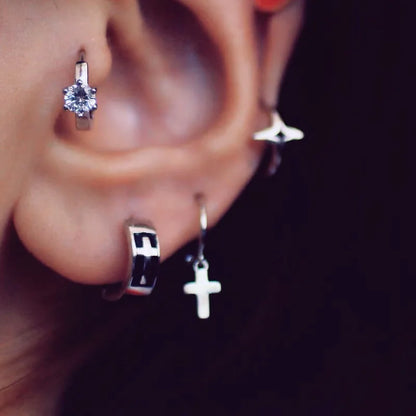 925 Sterling Silver Earring Colorful Dripping Oil Material Ear Ring Ear Buckle Rhombus Shape Trend Wild Girl Women Boy Ear Jewel
