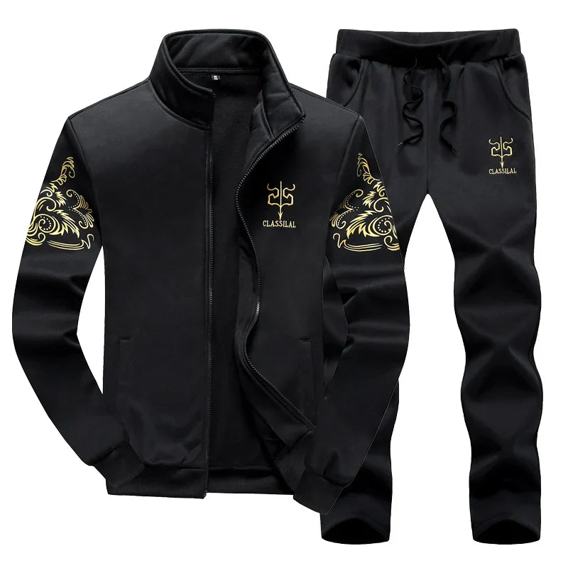 Men Set Large Size 6XL 7XL 8XL 9XL Fashion 2025 Autumn Winter Homme Suit Sweatshirt Sweatpants Men's Set Male Tracksuit Jacket