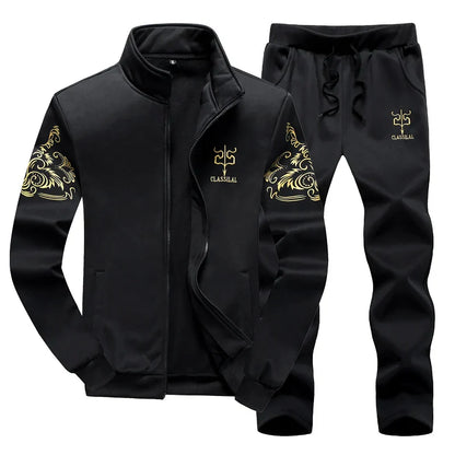 Men Set Large Size 6XL 7XL 8XL 9XL Fashion 2025 Autumn Winter Homme Suit Sweatshirt Sweatpants Men's Set Male Tracksuit Jacket