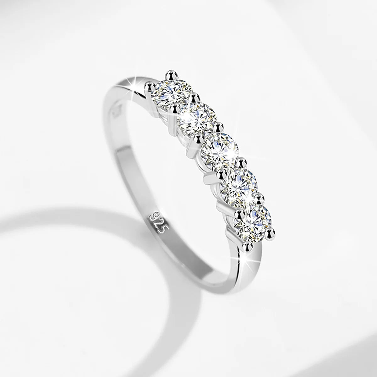 Certified 5 Stone Moissanite Ring Woman Silver 925 100% Rose Gold Plated Brilliant Jewelry For Engagement Gifts For Girl