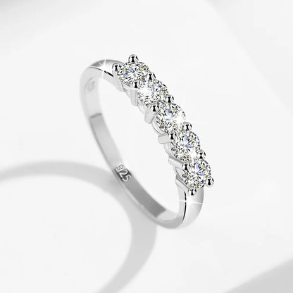 Certified 5 Stone Moissanite Ring Woman Silver 925 100% Rose Gold Plated Brilliant Jewelry For Engagement Gifts For Girl