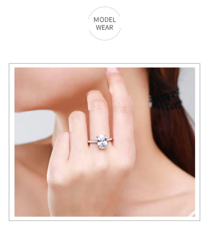 Genuine 925 Sterling Silve Fashion Generous Oval Emerald Cut Sparkling CZ Rings For Women Wedding Engagement Jewelry Gift
