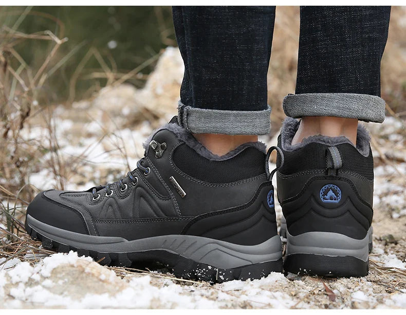 Brand Winter Men's Boots Warm Men's Snow Boots High Quality Leather Waterproof Men Sneakers Outdoor Men Hiking Boots Work Shoes