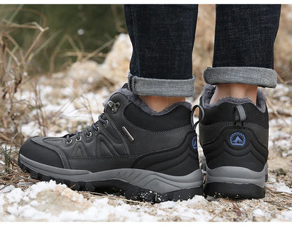 Brand Winter Men's Boots Warm Men's Snow Boots High Quality Leather Waterproof Men Sneakers Outdoor Men Hiking Boots Work Shoes
