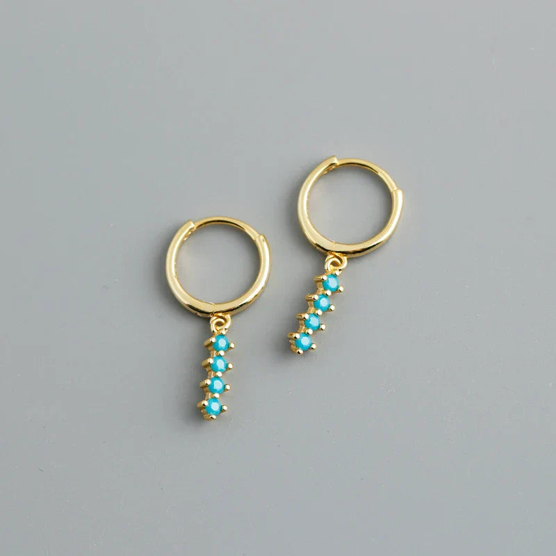 New Arrival Fashion Korean Blue Zircon Spike Geometric Stud Earrings for Women Real 925 Sterling Silver Gothic Jewelry