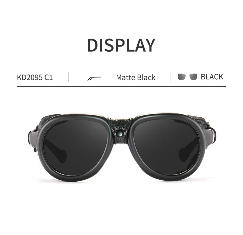 Luxury Steampunk Pilot Sunglasses Men and Women Soft Leather Shield Glasses UV400 Protection KD2095