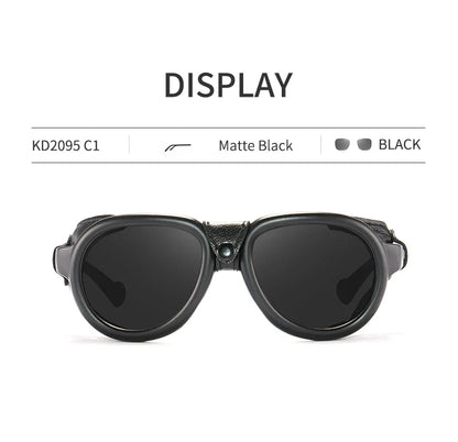 Luxury Steampunk Pilot Sunglasses Men and Women Soft Leather Shield Glasses UV400 Protection KD2095