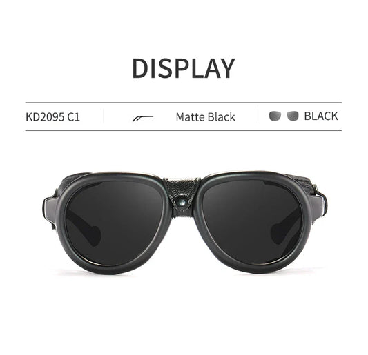 Luxury Steampunk Pilot Sunglasses Men and Women Soft Leather Shield Glasses UV400 Protection KD2095