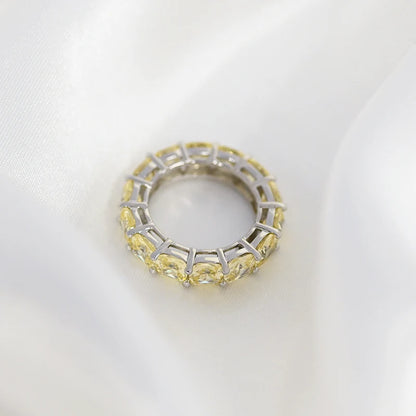 100% 925 Sterling Silver Sparkling 1 Row Full 5*5mm High Carbon Diamond Finger Rings For Women Wedding Party Fine Jewelry