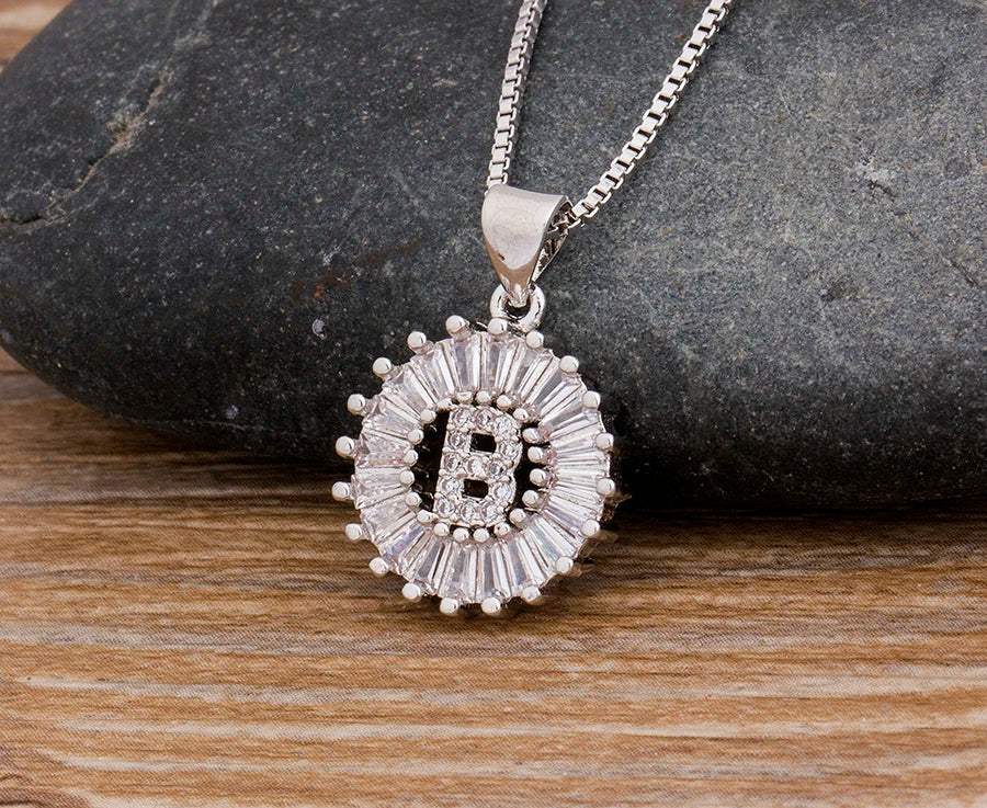 2 Colors Initial Letter Pendant 26 Letters Charm Name Necklace Top Quality Copper Zircon Jewelry Birthday Gift