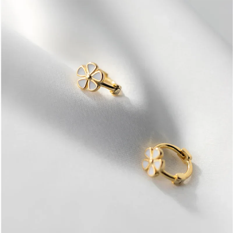 Genuine 925 Sterling Silver Sweet Romantic Flower Ear Buckle for Women Korean Girl Fashion Birthday Earring Jewelry Gift