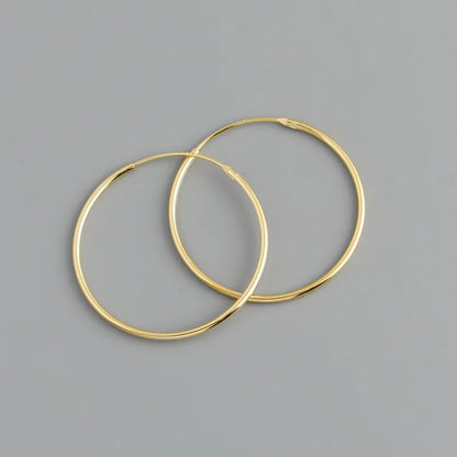 Genuine 925 Sterling Silver Fashion Korean Simple Hoop Earrings for Women Men Charming Chic Party Jewelry Accessories