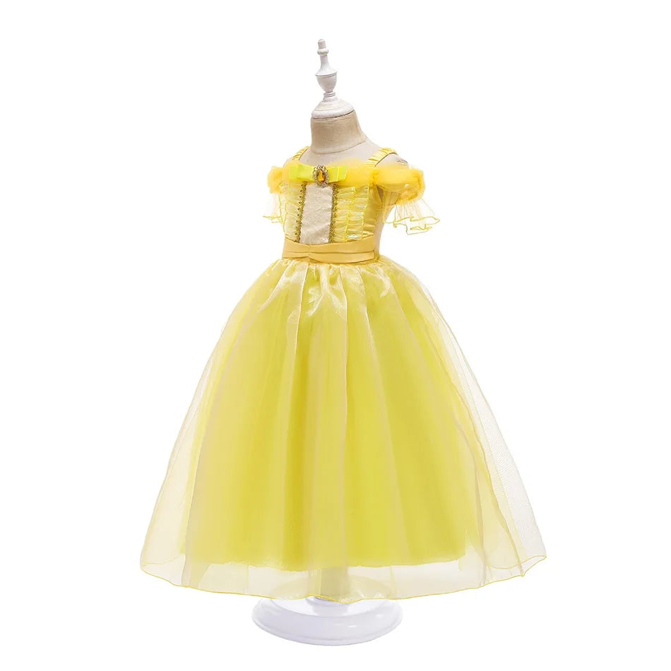 Girls Beauty and Beast Bell Costume Kids Summer Carnival 3 4 5 6 7 8 9 10 Years Dress Kids Princess Performance Cosplay Dresses