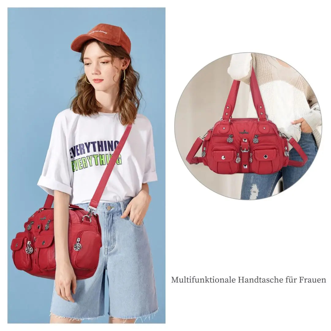 Women Small Handbags Satchel Top-handle Handbag PU Shoulder Bag 8”x11” Dumpling Pack Multi-pockets Shoulder Bag