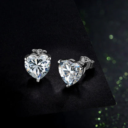 Heart Moissanite Diamond Earrings 925 Sterling Silver Jewellery Statement Stud Earrings For Women Fine Jewelry