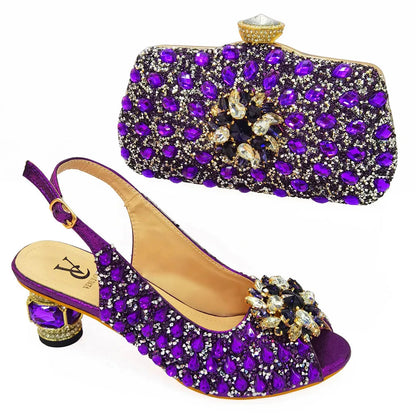 Silver Color Nigerian Women's Shoes and Bags Party  African Fashion Shoes and Bags Wedding Shoes and Bags