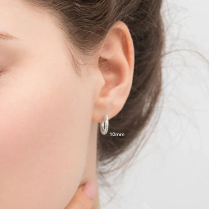 6MM 8MM 10MM 3pcs/set Glossy Round Huggie Piercing Earrings 925 Sterling Silver Cartilage Women Hoop Earing Fine Jewelry