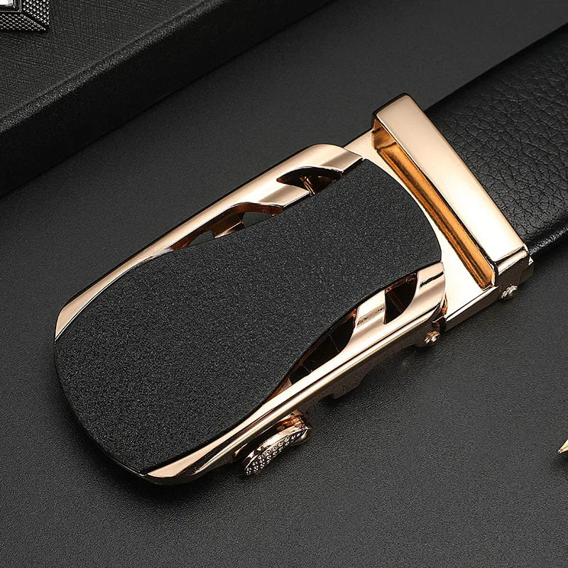 Men's Genuine Leather Automatic Buckle Belt Custom Engraved Name/Logo Ideal Waist Belt for Father's Day Personalized Gift