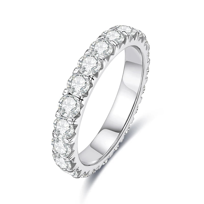 3mm 2-3ct D Color Moissanite Wedding Band Ring 925 Sterling Silver Eternity Band Engagement Rings for Women