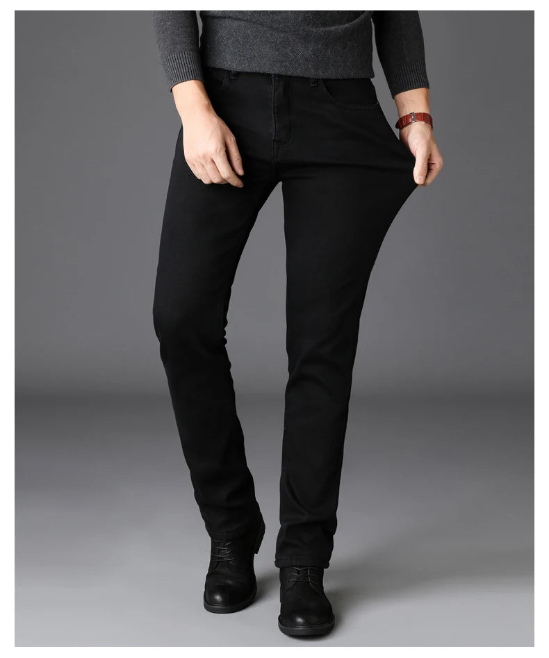 2023 Men's Stretch Black Jeans Classic Style Business Fashion Pure Slim-fit Denim Pants Male Brand Casual Trousers