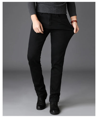 2023 Men's Stretch Black Jeans Classic Style Business Fashion Pure Slim-fit Denim Pants Male Brand Casual Trousers