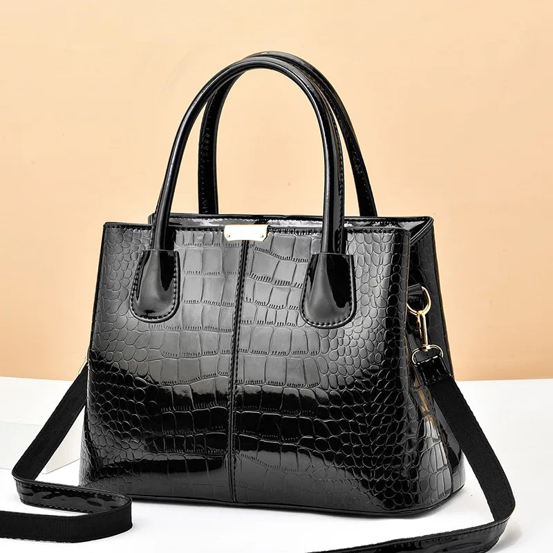Ladies PU Leather Patent Leather Shoulder Crossbody Bag Women Luxury Designer Handbag Pruse Fashion Large Capacity Shopping Tote