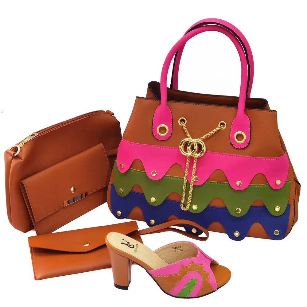 Black Color Comfortable Heels Italian Lady Shoes with Matching Bag for African Women Shoes and Bag Set
