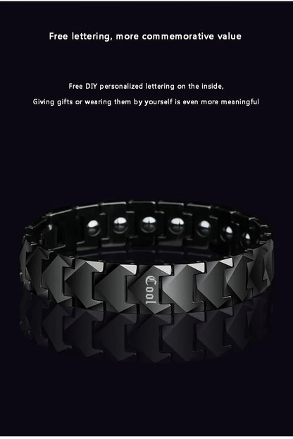 Tungsten Links Bracelets for Men Women Couples High Polished Inlay Health Magnetic Stones Three Color, Customized