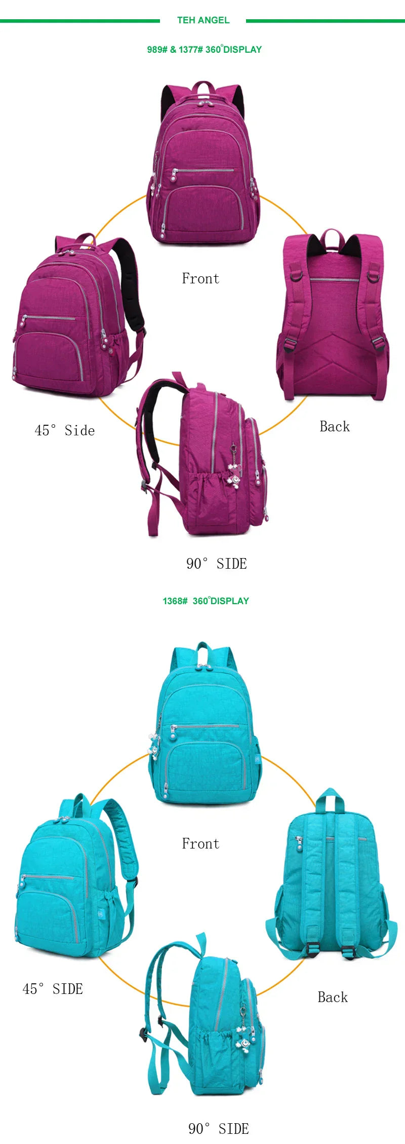Aesthetic School Backpacks for Teenagers Girl 2024 Nylon Waterproof Travel BackPack Purse Women Laptop Bagpack Mochila