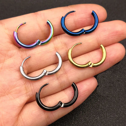 10pcs/lot Stainless Steel Hoop Earrings 2.5mm 2.0mm Thick for Men Women Blue Black Gold Colorful Round Circle Earring Wholesale